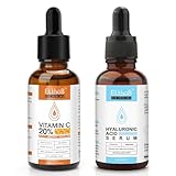Gesichtspflege Serum Set mit Vitamin C Serum Hyaluron Serum - Gegen Falten, Trockene, Matte Haut & Dunkle Flecken, Anti-Aging-Pflege für einen frischen Glow und ebenmäßigen Teint
