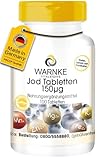 Jod Tabletten - 150µg Jod pro Tablette - 100 Tabletten - hochdosiert & vegan - aus Kaliumjodid | Warnke Vitalstoffe - Deutsche Apothekenqualität