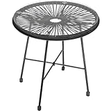 CB Home & Style Glastisch Beistelltisch Rund Acapulco Gartentisch Schwarz 50 cm Durchmesser Tisch aus Metall