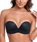 Lemorosy Damen Push Up Trägerloser BH Komfort Bügellos Flügeldesign(Schwarz,75A)