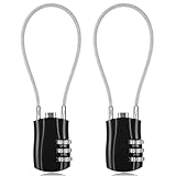 Gepäckschlösser, 2 Stück Kabelschloss Zahlenschloss Schwarz Zahlenschloss Vorhängeschloss 3 Stellig Kofferschloss Schlüssellose Rückstellbare TSA Schloss für Koffer, Gepäck, Tasche Waffenkoffer, Spind