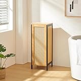 [en.casa] Wäschekorb Tervola Wäschesammler mit Deckel 51 L Schwarz Bambus Wäschetonne Rattanoptik 80 x 30 x 30 cm Wäschebox