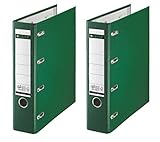 Leitz Plastik-Doppelordner mit zwei Mechaniken A4, (grün, 2x Doppelordner)