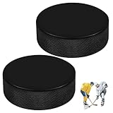 EIHI 2 Stück Übung Hockey Pucks,Erwachsenen Eishockey,3“ Durchmesser/ 1“ Dicke Eishockey Puck Official für Erwachsene,Vollgummi-Verschleißfestigkeits-Eispucks Glatt für Eishockey(Schwarz)