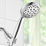 Duschkopf, Handbrause mit 6 Strahlmodus, Hochdruck-Duschkopf mit 59-Zoll-Schlauch, verstellbares Halterungsband, Gummi-Unterlegscheiben, Chrom