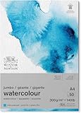 Winsor & Newton 6667010 Classic Aquarellpapier im Jumbo Block - 50 Blatt A4, 300g/m², geleimt, kaltgepresstes, leicht texturiertes weißes Papier in archivierbarer Qualität, gilbbeständig