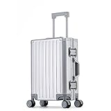 Opal Living Handgepäckkoffer, 50,8 cm, Metall-Trolley, Koffer aus Aluminium, Handgepäck, doppelte TSA-Schlösser, Gepäck ohne Reißverschluss (50 cm, 35 l, Silber) (Silber, mittelgroß, 61 cm)