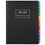 Artfan Kalender 2022-2023 mit Zeit, Zeitplan mit 15-Minuten-Zeitplan, 21,8 x 29 cm, weicher Kunstlederbezug, Terminkalender mit Ringbindung, Schwarz