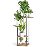 Likapop Blumenständer 5-Tier, Mehrlagiger Pflanzenständer, Metall Pflanzenregal Blumenregal Blumentreppe Blumenbank Schwarz für Zimmer Wohnzimmer Balkon Garten