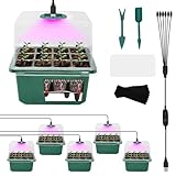 MYMULIKE 6 Stück Zimmergewächshaus Anzuchtkasten mit Pflanzenlampe, Selbstbewässernd Mini Gewächshaus Set, Wiederverwendbare Kunststoff-Keimschalen für den Beginn des Samenanbaus im Innenbereich