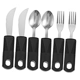 GLEAVI 6 Stück Teiliges Set Adaptive Utensilien für Senioren Rutschfeste Besteck mit Ergonomischem Griff für Handverletzungen und Neurologische Patienten Hochwertiges Besteck