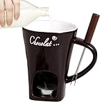 Generisch Schokoladenfondue Tasse Mit Gabel, 130 Ml Keramik Schoko Fondue Tassen, Schokofondue Teelicht Beheizt, Kreative Fondue Schale Handgemachte Käse Dip Schüssel, Für Soße Käse Süßigkeiten Brot