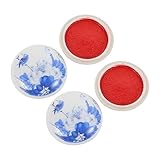 HOMSFOU 2 Stück Stempelkissen und Siegelschneidezubehör Unterlage Stempelkissen zum Stempeln klein waschbar Kalligraphie-Stempelkissen Stempelkissen für chinesische Malerei Keramik rot