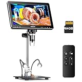 TOMLOV DM9 Max 10,1-Zoll HDMI Digitales Mikroskop, 20MP LCD Vergrößerung Microscope für Münzbeobachtung/PCB-Löten, mit HD IPS Bildschirm, 10 Einstellbare LED-Leuchten, PC/TV-Kompatibel, 64 GB