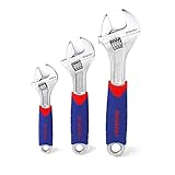 WORKPRO Schraubenschlüssel Verstellbar Einmaulschlüssel Rollgabelschlüssel Set aus Chrom-Vanadium Stahl mit Gummigriff inkl. 150, 200, 250 mm 3-teilig