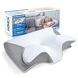 HOMCA 2 in 1 Ergonomisches Nackenkissen Orthopädisches Kopfkissen Memory Foam Kissen für Rücken-, Seiten- und Bauchschläfer, 60x13/11x40cm, Grau