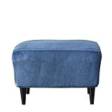 Highdi Ottomane Schonbezug Hockerbezug, Einfarbig Dicker Samt Hocker Hussen für Fußhocker Rechteckig, Stretch Bezug Ottomane Abdeckung Überzug Hocker Protector Hockerabdeckung (Navy blau)