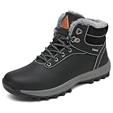 Mishansha Winterschuhe Herren Gefüttert Winterstiefel Damen Winterboots Rutschfest Wanderschuhe Winter Boots Wasserdicht Trekkingschuhe Schneestiefel Schwarz,Gr.43