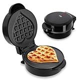 ADE Mini Waffeleisen Herzform | belgische Waffel | perfekt für eine Person, Party, Kindergeburtstag | hochwertige Antihaftbeschichtung | 550 W | schwarz