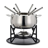 Oak & Steel 10-Teiliges Premium Edelstahl Fondue für 6 Personen - Elegantes Silber - Schokolade, Käse, Fleisch - Robust & Schick - Geschenkset für Valentinstag/Geburtstag/Jahrestag
