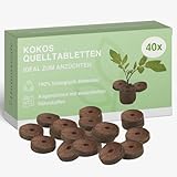 Kokos Quelltabletten mit Nährstoffen I Torffreie Quelltabletten 40 Stück I Gepresste Kokoserde für Pflanzenanzucht I Anzuchttabletten für Aussaat von Gemüse Blumen & Zimmerpflanzen (40 Stück)