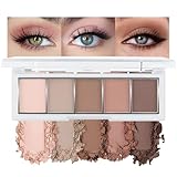 Mrltau 5 Farben Nude Lidschatten Palette, Velours-Matte Lidschatten Palette, Kalt-Tonig Eyeshadow Palette, Alltagstauglich Nude Eyeshadow Palette