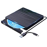 QDSYLQ Externes Blu Ray Laufwerk 50G, Type-C & USB 3.0 HD 1080P Bluray Laufwerk Extern Blu ray Laufwerk Extern BD CD DVD ROM RW Blu-ray Laufwerk für Laptop PC Mac Windows 11/10/8/7/XP/Linux/MacOS