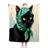 ZZXHG Kuscheldecke Kinder 130x150 Schwarze Katze, Weiche Flauschige Plüsch Decke Tagesdecke für Erwachsene Haustier, Flanell Fleecedecke Sofadecke Couchdecke Wohndecke Sofaüberwurf_h14