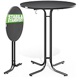 Casaria® Stehtisch Ø 80 cm Klappbar Rund Stabil Garten Hoch Holz pulverbeschichtet Metall Hochtisch Bistrotisch Partytisch Bartisch Biertisch Weiß