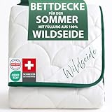 Welldora Sommerdecke 100x135 leicht | Füllung 100% kühlende Wildseide | Luftige Bettdecke für den Sommer | Oeko-Tex Zert. in der Schweiz | Fachärztl. geprüft für Allergiker | Kinderdecke Kühldecke