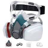 Schutzmaske, 18 in 1, Malmaske, wiederverwendbar, mit Staubfilter, Atemschutzmaske mit Filter für Spritzen, Malerei, Arbeiten, Chemikalien, Basteln, Schleifen, Blau