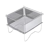 mophrati Faltbarer Mini Grillherd aus Edelstahl, abnehmbar mit Aufbewahrungstasche, Grillen, Feuer, Kochen, Outdoor, Wandern