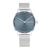 Tommy Hilfiger Zwei-Zeiger-Quarzwerk-Uhr für Damen mit Silbernes Edelstahl-Mesh-Gliederarmband - 1782149