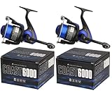 2 Stück Meeresrolle Spinnrolle Angelrolle Salzwasser Coast 6000 mit Schnur