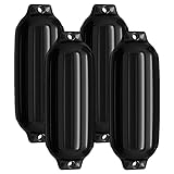 GYMAX 4er-Set Bootsfender, 50 x 14 cm/ 58 x 16 cm/ 68 x 21 cm Boot & Yacht Langfender (Schwarz, 50 x 14 cm)