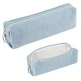 Deepton Federmäppchen Cord, Stifte Mäppchen Mädchen, Hellblau Aesthetic Pencil Case Girl Adults, Schlamppermäppchen Damen, Federtasche Erwachsene Federmappe für Schule, Büro