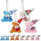 Parliky 12 Stück Teiliges Weihnachtsanhänger Plüsch Bären Schlüsselanhänger Flauschige Hängedeko Kuscheltier Anhänger Taschen Rucksackdeko Geschenk Weihnachten