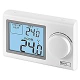 EMOS - digitaler Raumthermostat mit LCD-Display - manuell, drahtgebunden - Heiz- und Kühlsysteme - Temperaturregelung 5-35 °C - Aufputzmontage - einfache Bedienung - Batterie inkl. - weiß