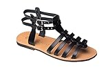 Ciffre Römer Damen Sandalen Leder Römersandale Sandaletten Riemchen Kreta Schwarz 40