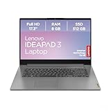 Lenovo IdeaPad 3 17ABA7 Laptop | 17.3' Full HD Display | AMD Ryzen 5 | 8GB RAM | 512GB SSD | AMD Radeon Grafik | Windows 11 | QWERTZ | Artic Grau | Kameraschutzabdeckung | 3 Monate Premium Care