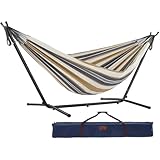 Vivere Doppel Baumwolle Hängematte mit Hängemattengestell 250 cm, Wüstenmond, Desert Moon