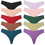 MKLQLS 10-Teiliges Damen-Set Mit Nahtlosen Tangas Und Niedriger Taille Unsichtbare Slips Dehnbar T-Rücken Unsichtbarer G-String Hipster-Höschen Bequemer Bikini Sexy Höschen Set 2 Xs