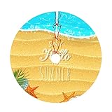 Weihnachtsbaumdecke für Weihnachten, Urlaub, Party, Zubehör, große Baummatte, Dekoration, Hello Summer Tropischer Strand, Seestern, Palmen, Ornamente, 76,2 cm