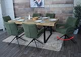 6er-Set Esszimmerstuhl HWC-O78, Küchenstuhl, drehbar Auto-Return, Stoff/Textil Chenille (310g/m²) Öko-Tex - grün