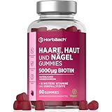 Haut Haare Nägel Gummies | 5000μg Biotin Gummibärchen mit Vitamin C & E für Haut, Haare, Nägel & Bart | 60 Haarvitamine Vegane Gummis | Vitamin B7 - Hair Skin & Nails Vitamine | Horbaach