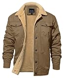 EKLENTSON Herren Winterjacke Militär Cargo Jacke Winter Fleecejacke Warme Freizeitjacke Winddichte Cargojacke mit Innentaschen, Khaki L
