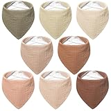 Bearmoss Lätzchen Baby Dreieckstuch Musselin Halstuch Baby für Junge und Mädchen,100% Baumwolle Verstellbare 8 Stück (Kokosnuss-Mocca)