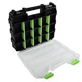 Zweiseitige Werkzeugaufbewahrungsbox aus robustem PP mit 34 herausnehmbaren Fächern, transparenter Abdeckung und Tragegriff für Schrauben, Muttern, Nägel und Kleinteile im Haus