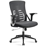 AMSTYLE Bürostuhl Schwarz Mesh-Bezug Schreibtischstuhl bis 120 kg, Drehstuhl höhenverstellbar mit Lendenwirbelstütze, Stoff-Schreibtischsessel ergonomisch mit Armlehnen & Wippfunktion