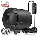 BUMSOU Rohrventilator 100 mm Regelbare Geschwindigkeit, 145m³/h Rauchabzug Ventilator, Rohrlüfter Leise mit Doppelkugellagermotor, Inline Abluftventilator, Bad Lüfter für Gewächshaus Zelt Garage WC